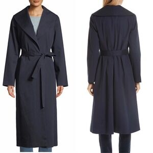 Eileen Fisher Wide Collar Coat Midnight Navy Organic Cotton Twill Size NWT XS